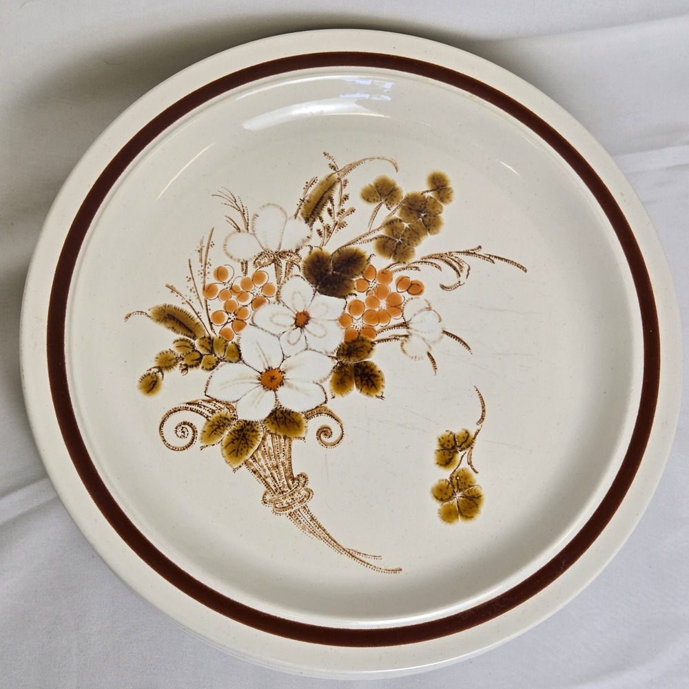 Set of 4 Four Seasons Dinner Plates Autumn Bouquet Stoneware 10.75" Vtg Japan - Picture 4 of 12